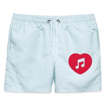 Ich liebe Musik - Männer Badeshorts - hellblau gestreift - Vorne - AI Model Male 178 light (178cm)
