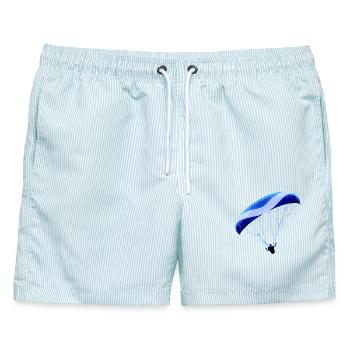 Paragliding - Männer Badeshorts - hellblau gestreift - Vorne - AI Model Male 178 light (178cm)