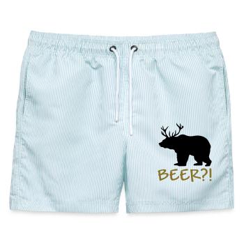 Beer!? - Männer Badeshorts - hellblau gestreift - Vorne - AI Model Male 178 light (178cm)