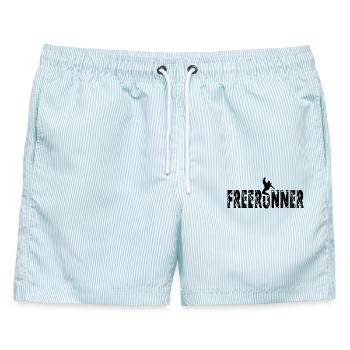 Parkour Free Run Athlet - Männer Badeshorts - hellblau gestreift - Vorne - AI Model Male 178 light (178cm)
