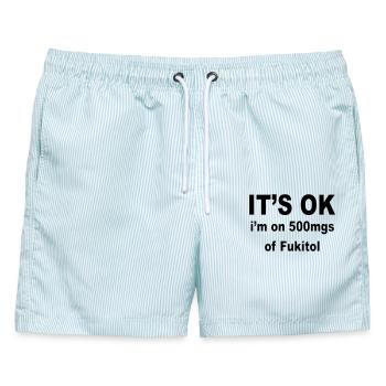 Es ist in Ordnung, ich benutze 500 mg Fukitol. Humor * - Männer Badeshorts - hellblau gestreift - Vorne - AI Model Male 178 light (178cm)