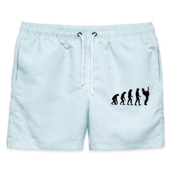 Entwicklung des Gitarristen, Gitarristen, Musikers # - Männer Badeshorts - hellblau gestreift - Vorne - AI Model Male 178 light (178cm)