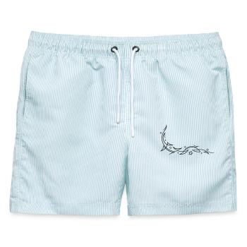 Tribal mit Sternen - Männer Badeshorts - hellblau gestreift - Vorne - AI Model Male 178 light (178cm)