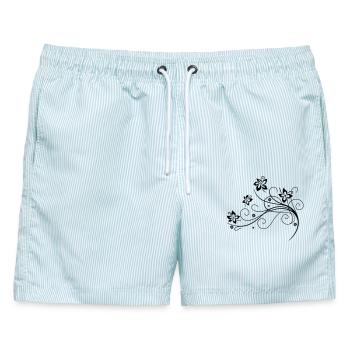 Blumenranke, Blumen, flowers - Männer Badeshorts - hellblau gestreift - Vorne - AI Model Male 178 light (178cm)