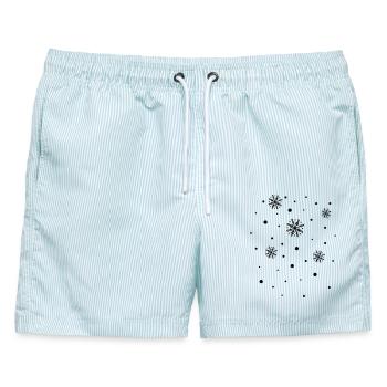 Schneeflocken, Winter, snowflakes - Männer Badeshorts - hellblau gestreift - Vorne - AI Model Male 178 light (178cm)
