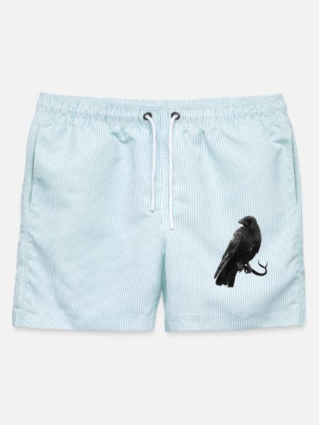 krähe, naturgetreu - Männer Badeshorts - hellblau gestreift