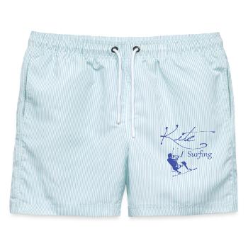 Kite - Surfing - Männer Badeshorts - hellblau gestreift - Vorne - AI Model Male 178 light (178cm)