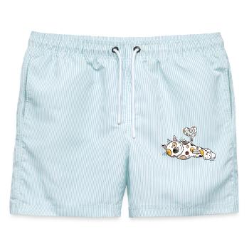 Katze Lilli - Männer Badeshorts - hellblau gestreift - Vorne - AI Model Male 178 light (178cm)