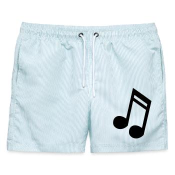 Notenmusik, Musiker, Instrument, Gesang * - Männer Badeshorts - hellblau gestreift - Vorne - AI Model Male 178 light (178cm)