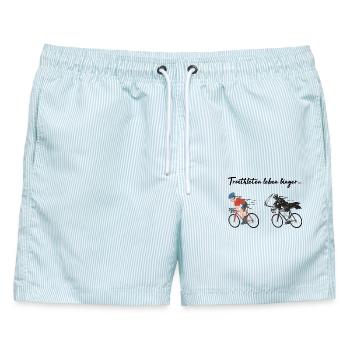 Triathlon - Triathleten leben länger! - Männer Badeshorts - hellblau gestreift - Vorne - AI Model Male 178 light (178cm)