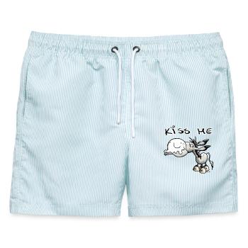 Es ist Kuss Esel Zeit - Männer Badeshorts - hellblau gestreift - Vorne - AI Model Male 178 light (178cm)