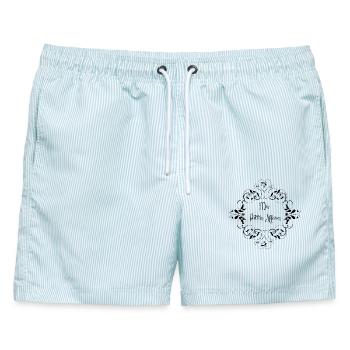 meine kleinen Sachen - Männer Badeshorts - hellblau gestreift - Vorne - AI Model Male 178 light (178cm)