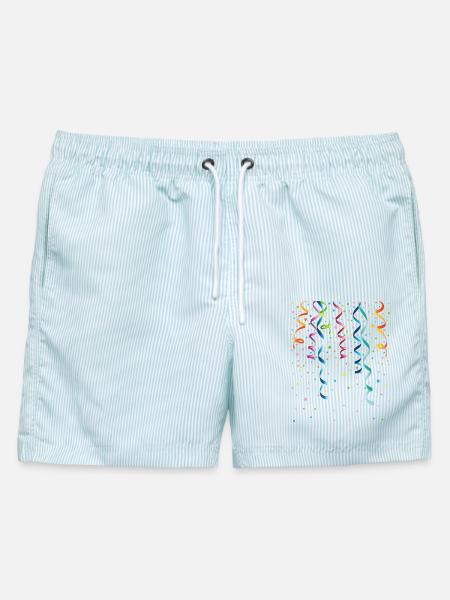 Silvester. Bunte Luftschlangen mit Konfetti. - Männer Badeshorts - hellblau gestreift