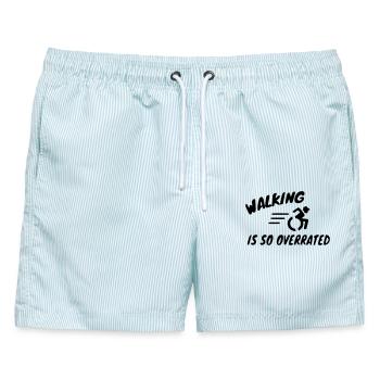 Gehen wird für Rollstuhlfahrer überschätzt # - Männer Badeshorts - hellblau gestreift - Vorne - AI Model Male 178 light (178cm)