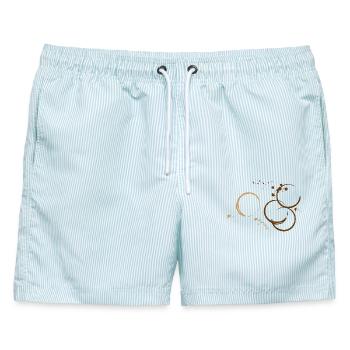 Kaffee Kaffeeränder Kleckse - Männer Badeshorts - hellblau gestreift - Vorne - AI Model Male 178 light (178cm)