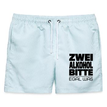 Trinkspruch - Männer Badeshorts - hellblau gestreift - Vorne - AI Model Male 178 light (178cm)