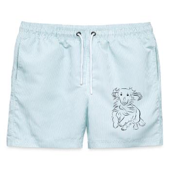 Dackel-Geschwindigkeit - Männer Badeshorts - hellblau gestreift - Vorne - AI Model Male 178 light (178cm)