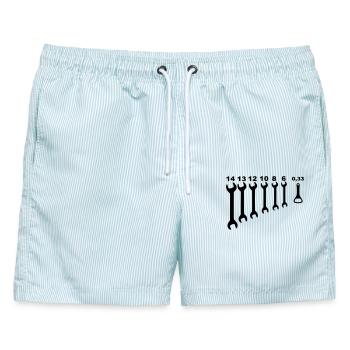 Schraubenschlüssel, Mechaniker, Gelegenheitsarbeiten, Handwerker * - Männer Badeshorts - hellblau gestreift - Vorne - AI Model Male 178 light (178cm)