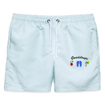 T-Shirt Guadeloupe Gwada Sonne Rum Meer Strand - Männer Badeshorts - hellblau gestreift - Vorne - AI Model Male 178 light (178cm)