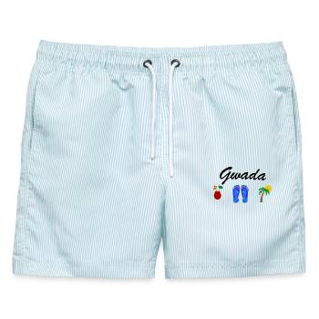 T-Shirt Guadeloupe Gwada Sonne Rum Meer Strand - Männer Badeshorts - hellblau gestreift - Vorne - AI Model Male 178 light (178cm)