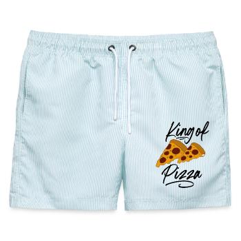 Pizza - Männer Badeshorts - hellblau gestreift - Vorne - AI Model Male 178 light (178cm)