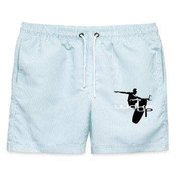 Wakeboard wake up wakeboarding - Männer Badeshorts - hellblau gestreift - Vorne - AI Model Male 178 light (178cm)