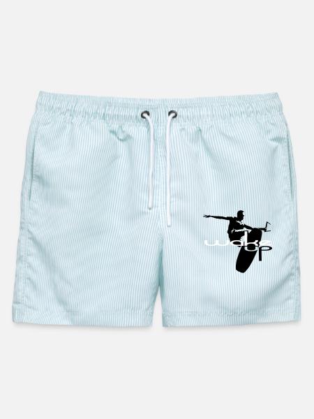 Wakeboard wake up wakeboarding - Männer Badeshorts - hellblau gestreift