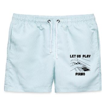 Pianist - Männer Badeshorts - hellblau gestreift - Vorne - AI Model Male 178 light (178cm)