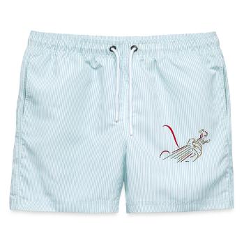 Gitarrist Gitarrist Gitarrist Musiker Bandinstrument # - Männer Badeshorts - hellblau gestreift - Vorne - AI Model Male 178 light (178cm)