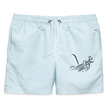 Gitarrist Gitarrist Gitarrist Musiker Bandinstrument # - Männer Badeshorts - hellblau gestreift - Vorne - AI Model Male 178 light (178cm)