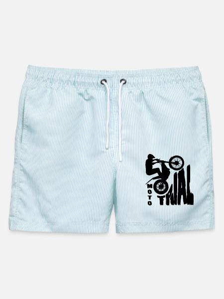 Moto Trial - Trial Bike - Motorrad Motocross - Männer Badeshorts - hellblau gestreift