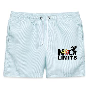 Keine Grenzen für diesen Rollstuhlfahrer # - Männer Badeshorts - hellblau gestreift - Vorne - AI Model Male 178 light (178cm)