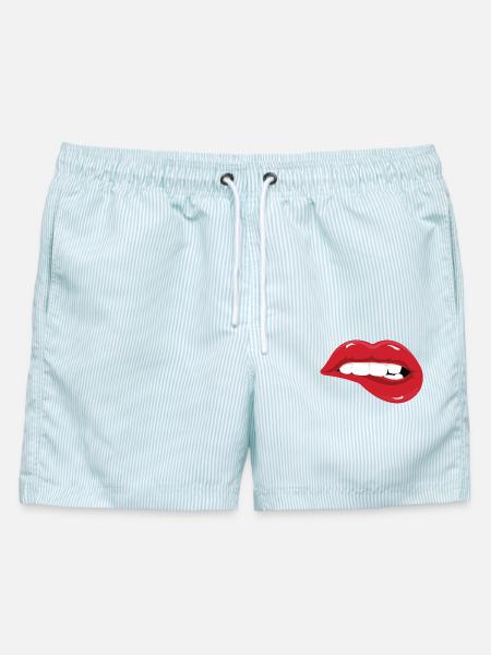 lippen - Männer Badeshorts - hellblau gestreift