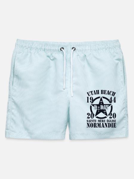 Utah Beach 1944 - 2020 D-Day Holy Mother Church - Männer Badeshorts - hellblau gestreift