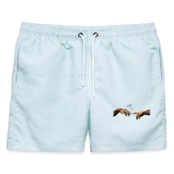 MichelAngelo Erschaffung Adam Joint Cannabis - Männer Badeshorts - hellblau gestreift - Vorne - AI Model Male 178 light (178cm)