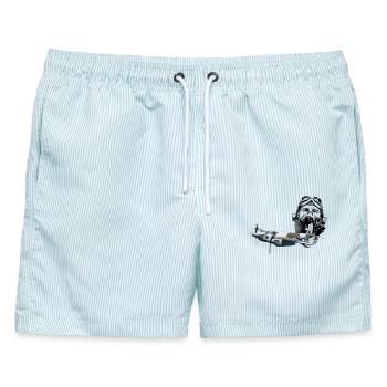 Pilot Mosquito - Männer Badeshorts - hellblau gestreift - Vorne - AI Model Male 178 light (178cm)