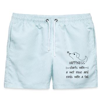 T-Shirt für Hundefreunde - Männer Badeshorts - hellblau gestreift - Vorne - AI Model Male 178 light (178cm)