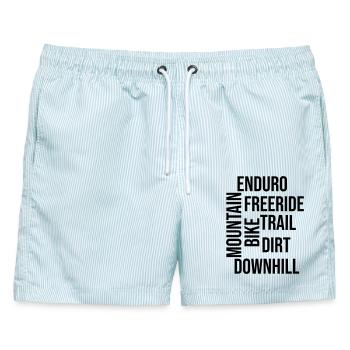 Mountainbike Worte Enduro Downhill Trail - Männer Badeshorts - hellblau gestreift - Vorne - AI Model Male 178 light (178cm)