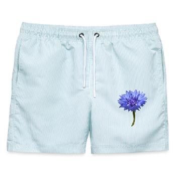 Blaue Kornblume - Männer Badeshorts - hellblau gestreift - Vorne - AI Model Male 178 light (178cm)
