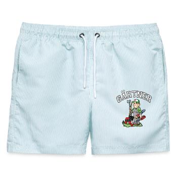 gärtner schrebergarten garten und landschaftsbauer - Männer Badeshorts - hellblau gestreift - Vorne - AI Model Male 178 light (178cm)