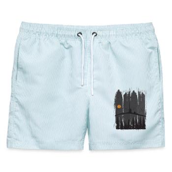 Harz Style - Brocken Wald Wandern Geschenk - Männer Badeshorts - hellblau gestreift - Vorne - AI Model Male 178 light (178cm)