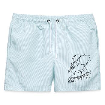 Eurofighter Typhoon | Düsenjäger-| Kampfflugzeug - Männer Badeshorts - hellblau gestreift - Vorne - AI Model Male 178 light (178cm)
