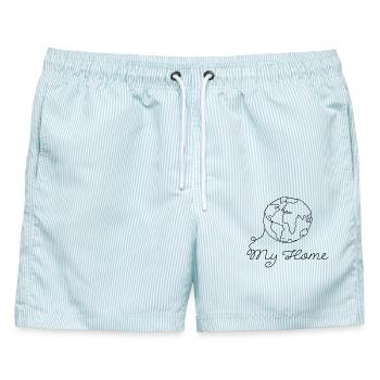 Planet Erde - Männer Badeshorts - hellblau gestreift - Vorne - AI Model Male 178 light (178cm)