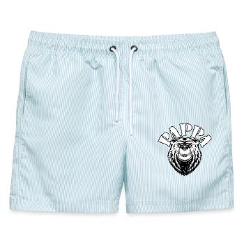 Pappa Björn - Männer Badeshorts - hellblau gestreift - Vorne - AI Model Male 178 light (178cm)
