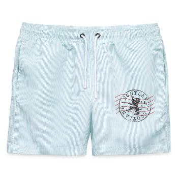 Schottland England Britisch - Männer Badeshorts - hellblau gestreift - Vorne - AI Model Male 178 light (178cm)