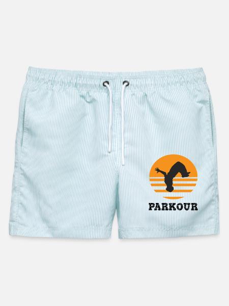 parkour - Männer Badeshorts - hellblau gestreift