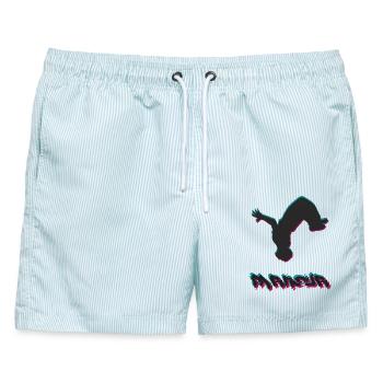 Parkour - Männer Badeshorts - hellblau gestreift - Vorne - AI Model Male 178 light (178cm)