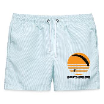 Paragliding - Männer Badeshorts - hellblau gestreift - Vorne - AI Model Male 178 light (178cm)