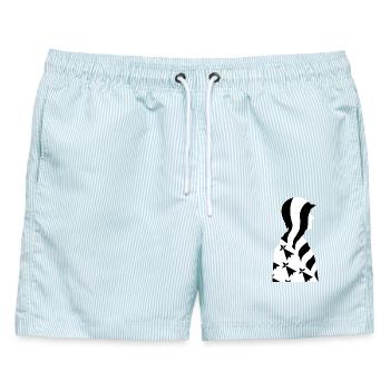 Bretonischer Patriot - Männer Badeshorts - hellblau gestreift - Vorne - AI Model Male 178 light (178cm)