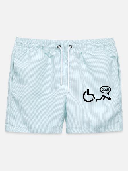 CRAP als Rollstuhlfahrer fällt. Humor Shirt * - Männer Badeshorts - hellblau gestreift